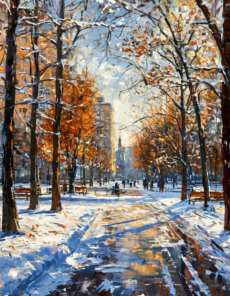 Тяжёлый хлопок снега на ветвях