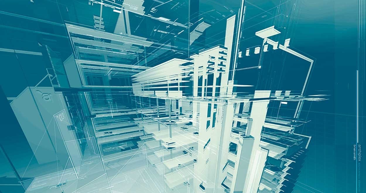 геометрическая композиция. цифровая модель здания bim. абстрактные здания. компьютерные технологии. технический фон.