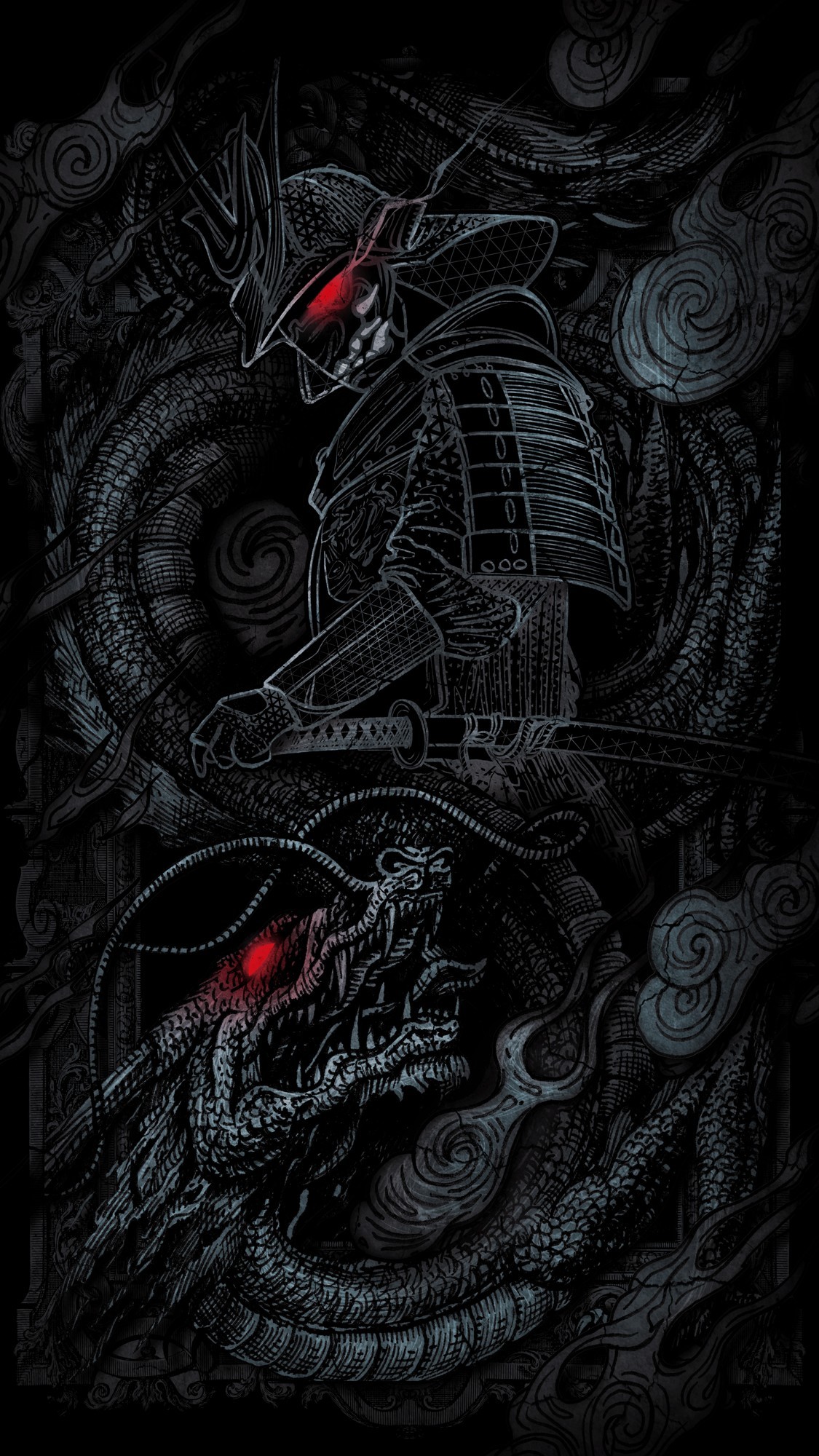 Black and white samurai wallpaper engine